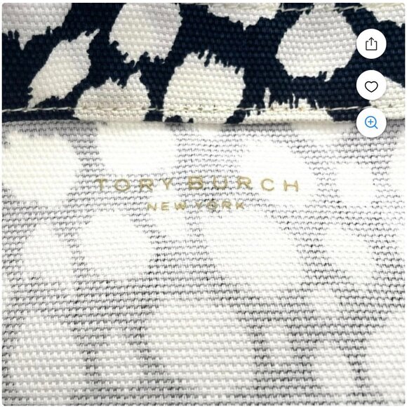 New Tory Burch Colorblock Logo Navy Snow Leopard Canvas Tote Bag Navy Green M - Picture 8 of 10